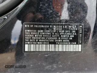 2021 Volkswagen Jetta SEL with VIN 3VWE57BU7MM018544, listed as a Copart auction lot 55449705 with 89,045 mi miles and Salvage title. Bid and sale history available at DreamBid. Image 12.