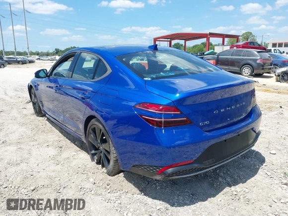 2023 Genesis G70 2.0T with VIN KMTG34TA1PU111825, listed as a IAAI auction lot 42030503 with 1 mi miles. Bid and sale history available at carsss.com. Image 3.