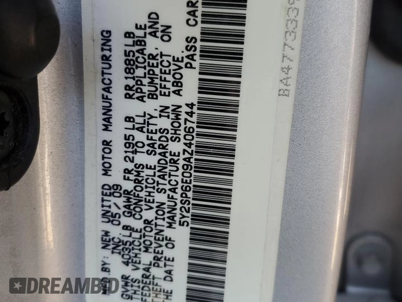 2010 Pontiac Vibe w/1SB with VIN 5Y2SP6E09AZ406744, listed as a Copart auction lot 73111894 with 82,019 mi miles and Salvage Title. Bid and sale history available at carsss.com. Image 12.