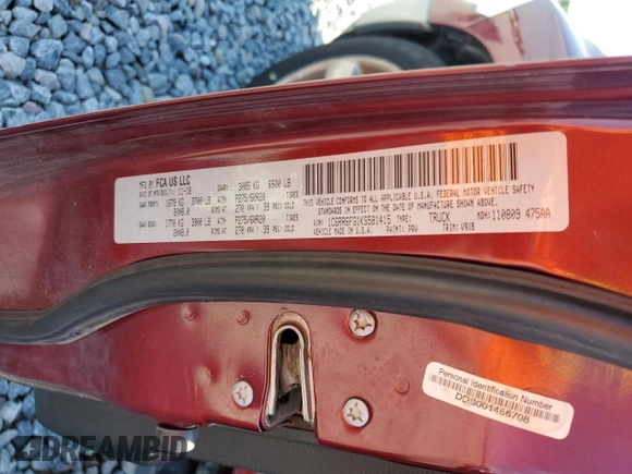 2019 Ram 1500 Tradesman with VIN 1C6RR6FG1KS581415, listed as a Copart auction lot 63832675 with 137,594 mi miles and Salvage title. Bid and sale history available at DreamBid. Image 13.
