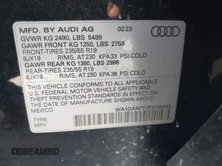 2023 Audi Q5 S line Premium with VIN WA1GAAFY1P2105993, listed as a IAAI auction lot 41741572 with 22,899 mi miles. Bid and sale history available at carsss.com. Image 9.