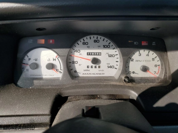 2003 Mercury Marauder with VIN 2MEHM75V23X707853, listed as a Copart auction lot 50435265 with 118,386 mi miles and Clean Title. Bid and sale history available at carsss.com. Image 9.