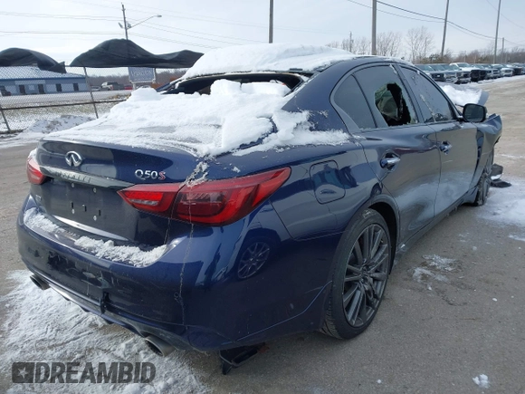 2021 Infiniti Q50 Red Sport 400 with VIN JN1FV7DR4MM880313, listed as a IAAI auction lot 41317967 with Not Provided miles and . Bid and sale history available at carsss.com. Image 4.