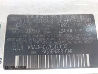 2015 Kia Cadenza Premium with VIN KNALN4D77F5170135, listed as a IAAI auction lot 41310337 with 237,376 mi miles. Bid and sale history available at carsss.com. Image 9.
