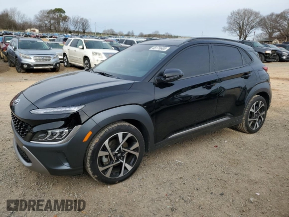 2023 Hyundai Kona Limited with VIN KM8K53A3XPU044395, listed as a Copart auction lot 48175665 with 16,971 mi miles and Salvage Title. Bid and sale history available at carsss.com. Image 1.