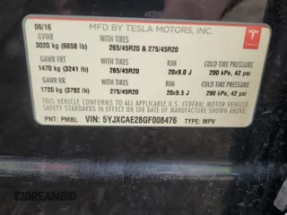 2016 Tesla Model X 70D z VIN 5YJXCAE28GF008476, wystawiony jako Copart lot #53448105 z przebiegiem Nie podano mil oraz Szkody całkowita. Historia ofert i sprzedaży dostępna na DreamBid. Obrazek 13.