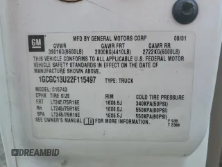 2002 Chevrolet Silverado 1500HD LS z VIN 1GCGC13U22F115497, wystawiony jako Copart lot #66585824 z przebiegiem 211 687 mil mil oraz Szkoda całkowita • Salvage title. Historia ofert i sprzedaży dostępna na DreamBid. Obrazek 14.
