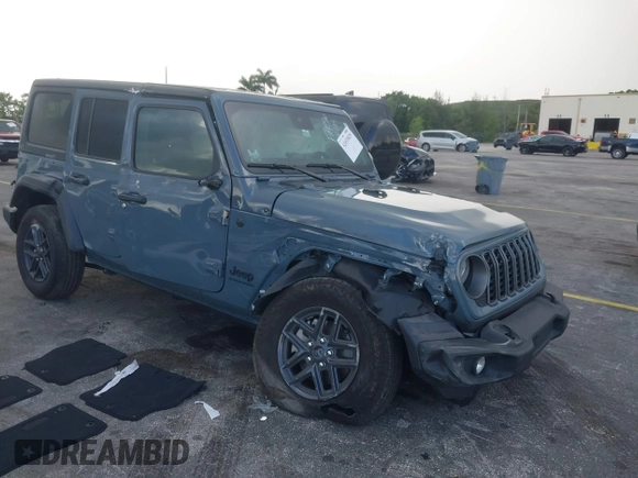 2024 Jeep Wrangler Sport S with VIN 1C4PJXDN8RW370133, listed as a IAAI auction lot 42453029 with 10,415 mi miles and . Bid and sale history available at DreamBid. Image 1.