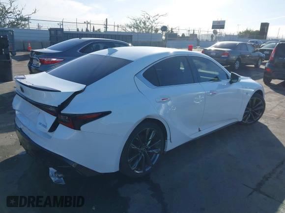 2023 Lexus IS with VIN JTHGZ1B20P5062521, listed as a IAAI auction lot 41536230 with 15,532 mi miles. Bid and sale history available at carsss.com. Image 4.