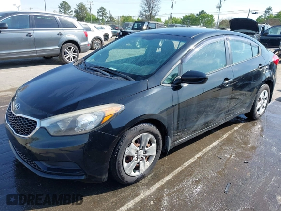 2014 Kia Forte LX with VIN KNAFK4A69E5147424, listed as a IAAI auction lot 41913598 with 117,503 mi miles. Bid and sale history available at carsss.com. Image 2.