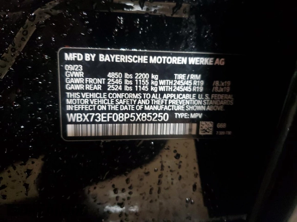 2023 BMW X1 xDrive28i with VIN WBX73EF08P5X85250, listed as a Copart auction lot 50158565 with 7,312 mi miles and Salvage Title. Bid and sale history available at DreamBid. Image 12.