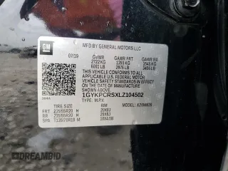 2020 Cadillac XT6 FWD Premium Luxury with VIN 1GYKPCRSXLZ104502, listed as a Copart auction lot 47808125 with 97,053 mi miles and Salvage Title. Bid and sale history available at carsss.com. Image 13.