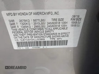 2020 Acura MDX with VIN 5J8YD4H3XLL003859, listed as a IAAI auction lot 42502948 with 66,839 mi miles and . Bid and sale history available at DreamBid. Image 9.