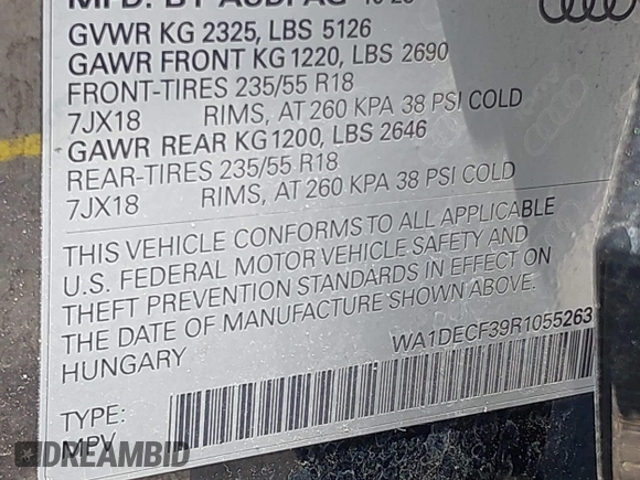 2024 Audi Q3 S line Premium z VIN WA1DECF39R1055263, wystawiony jako IAAI lot #42270200 z przebiegiem 29 691 mil mil oraz . Historia ofert i sprzedaży dostępna na DreamBid. Obrazek 9.