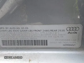 2009 Audi A4 Premium с VIN WAULF78K79N075544, выставлен на аукционе IAAI как лот 42292987 с пробегом 165 222 миль миль и . История ставок и продаж доступна на DreamBid. Изображение 9.