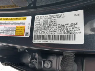 2024 Honda Accord LX z VIN 1HGCY1F21RA015006, wystawiony jako IAAI lot #41733581 z przebiegiem 32 762 mil mil oraz . Historia ofert i sprzedaży dostępna na DreamBid. Obrazek 9.