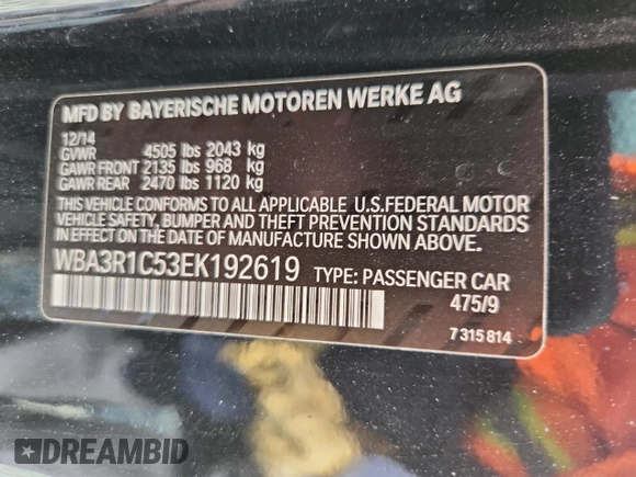2014 BMW 4 Series 435i с VIN WBA3R1C53EK192619, выставлен на аукционе Copart как лот 58564835 с пробегом 143 439 миль миль и Списание • Salvage title. История ставок и продаж доступна на DreamBid. Изображение 13.