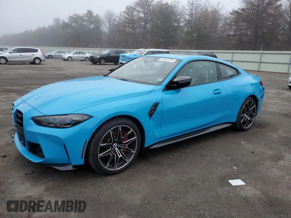 2023 BMW M4 Competition xDrive with VIN WBS43AZ04PCM30889, listed as a Copart auction lot 81932723 with 7,822 mi miles and Salvage title. Bid and sale history available at DreamBid. Image 1.