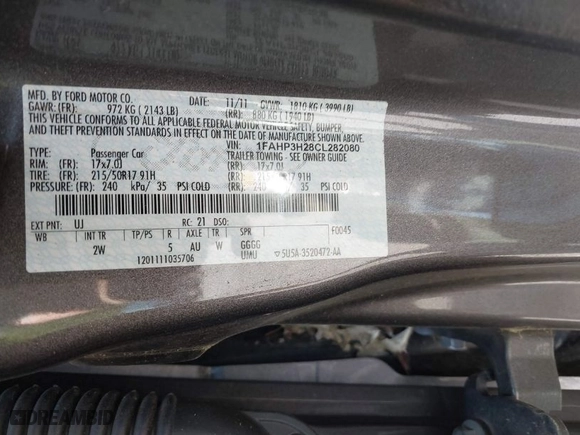 2012 Ford Focus SEL with VIN 1FAHP3H28CL282080, listed as a IAAI auction lot 42039926 with 134,785 mi miles. Bid and sale history available at carsss.com. Image 9.