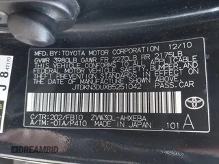 2011 Toyota Prius I with VIN JTDKN3DUXB5251042, listed as a IAAI auction lot 41906546 with 177,176 mi miles. Bid and sale history available at carsss.com. Image 9.