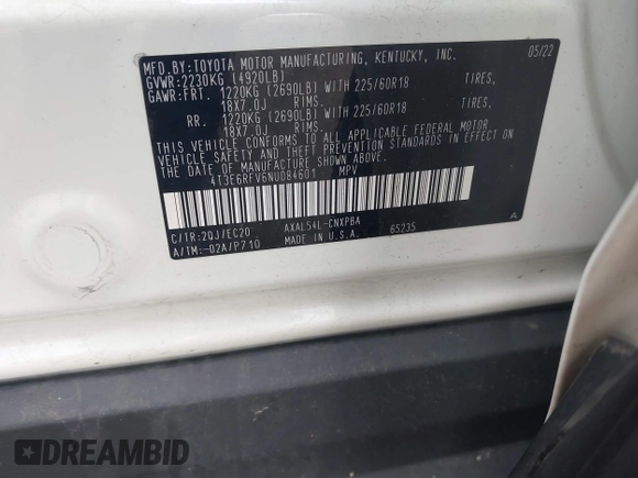 2022 Toyota RAV4 Hybrid XSE with VIN 4T3E6RFV6NU084601, listed as a IAAI auction lot 42377887 with 81,084 mi miles and . Bid and sale history available at DreamBid. Image 9.