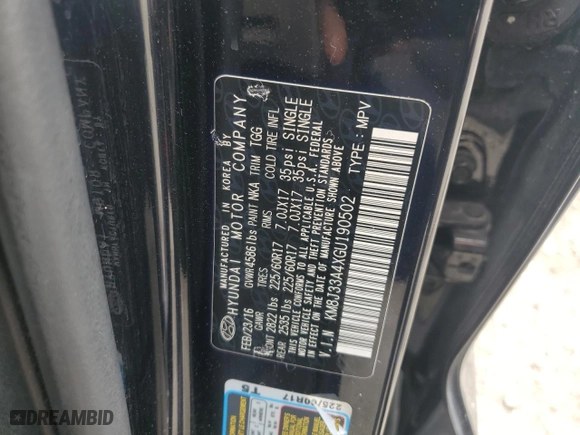 2016 Hyundai Tucson SE with VIN KM8J33A4XGU190502, listed as a Copart auction lot 48377965 with 113,942 mi miles and Clean Title. Bid and sale history available at carsss.com. Image 13.