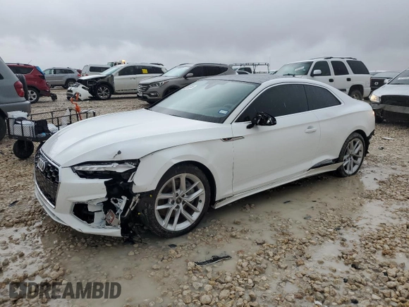 2023 Audi A5 S line Premium Plus z VIN WAUTAAF55PA022631, wystawiony jako Copart lot #44310295 z przebiegiem 15 391 mil mil oraz Szkoda całkowita • Salvage title. Historia ofert i sprzedaży dostępna na DreamBid. Obrazek 1.