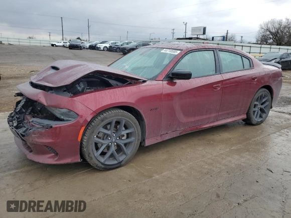 2023 Dodge Charger R/T with VIN 2C3CDXCT8PH655985, listed as a Copart auction lot 44718585 with 21,790 mi miles and Salvage Title. Bid and sale history available at carsss.com. Image 1.