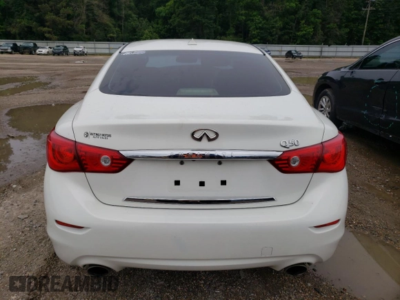 2014 Infiniti Q50 Premium with VIN JN1BV7AP1EM693338, listed as a Copart auction lot 58061545 with 97,290 mi miles and Salvage title. Bid and sale history available at DreamBid. Image 6.