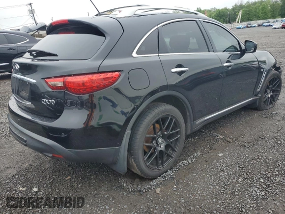 2015 Infiniti QX70 with VIN JN8CS1MW0FM482227, listed as a Copart auction lot 56796535 with 139,531 mi miles and Salvage title. Bid and sale history available at DreamBid. Image 3.
