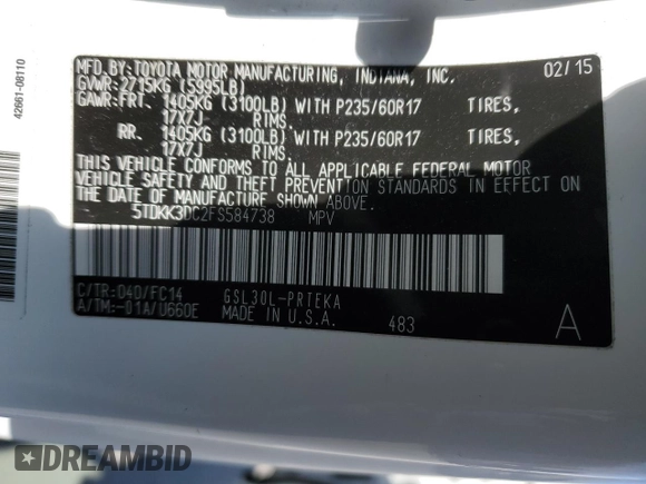 2015 Toyota Sienna LE AAS with VIN 5TDKK3DC2FS584738, listed as a Copart auction lot 50692905 with 88,022 mi miles and Salvage Title. Bid and sale history available at carsss.com. Image 13.