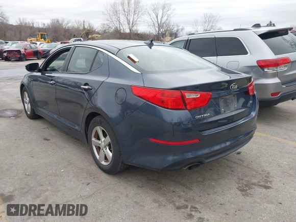 2015 Kia Optima LX with VIN 5XXGM4A74FG483165, listed as a IAAI auction lot 41117924 with 167,329 mi miles. Bid and sale history available at carsss.com. Image 3.