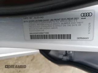 2016 Audi S6 Prestige with VIN WAUH2AFC0GN071830, listed as a Copart auction lot 81327524 with 108,386 mi miles and Salvage Title. Bid and sale history available at carsss.com. Image 12.