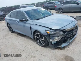 2021 Honda Accord Sport with VIN 1HGCV1F33MA021447, listed as a IAAI auction lot 42412752 with 37,592 mi miles and . Bid and sale history available at DreamBid. Image 1.
