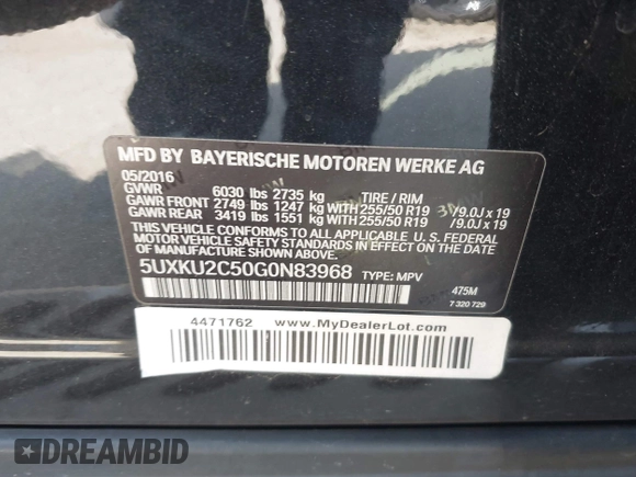 2016 BMW X6 xDrive35i z VIN 5UXKU2C50G0N83968, wystawiony jako IAAI lot #41958971 z przebiegiem 70 738 mil mil oraz . Historia ofert i sprzedaży dostępna na DreamBid. Obrazek 9.