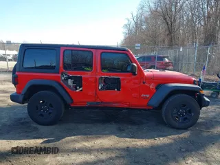 2018 Jeep Wrangler Unlimited Sport with VIN 1C4HJXDNXJW197207, listed as a IAAI auction lot 41757166 with 60,911 mi miles and . Bid and sale history available at DreamBid. Image 13.
