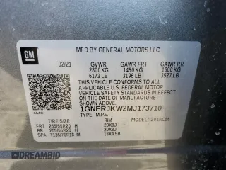 2021 Chevrolet Traverse RS with VIN 1GNERJKW2MJ173710, listed as a Copart auction lot 50771585 with 36,490 mi miles and Salvage Title. Bid and sale history available at carsss.com. Image 15.