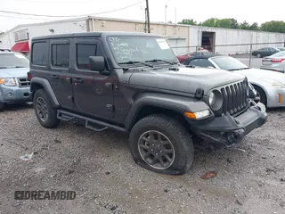 2021 Jeep Wrangler Unlimited Sport S with VIN 1C4HJXDN5MW549839, listed as a IAAI auction lot 42345979 with 43,634 mi miles and . Bid and sale history available at DreamBid. Image 1.
