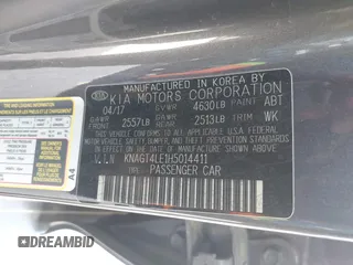 2017 Kia Optima z VIN KNAGT4LE1H5014411, wystawiony jako IAAI lot #41802519 z przebiegiem 194 144 mil mil oraz . Historia ofert i sprzedaży dostępna na DreamBid. Obrazek 9.