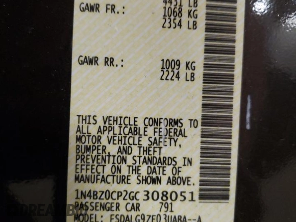 2016 Nissan LEAF S with VIN 1N4BZ0CP2GC308051, listed as a Copart auction lot 50314175 with 52,414 mi miles and Salvage Title. Bid and sale history available at carsss.com. Image 12.