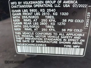 2022 Volkswagen Atlas SE с VIN 1V2JE2CAXNC229523, выставлен на аукционе IAAI как лот 41364396 с пробегом 19 781 миль миль и . История ставок и продаж доступна на DreamBid. Изображение 9.