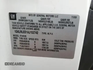 2010 GMC Acadia SLE with VIN 1GKLRLED1AJ152742, listed as a Copart auction lot 89223145 with 195,656 mi miles and Salvage Title. Bid and sale history available at DreamBid. Image 13.