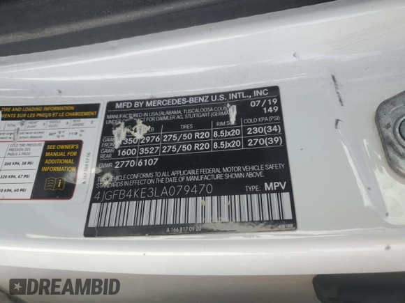 2020 Mercedes-Benz GLE 350 z VIN 4JGFB4KE3LA079470, wystawiony jako Copart lot #45945295 z przebiegiem 127 756 mil mil oraz Szkoda całkowita • Salvage title. Historia ofert i sprzedaży dostępna na DreamBid. Obrazek 14.