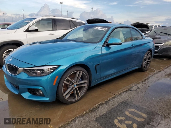 2018 BMW 4 Series 440i z VIN WBA4Z5C5XJEA32809, wystawiony jako Copart lot #73156684 z przebiegiem Nie podano mil oraz Szkoda całkowita • Salvage title. Historia ofert i sprzedaży dostępna na DreamBid. Obrazek 1.