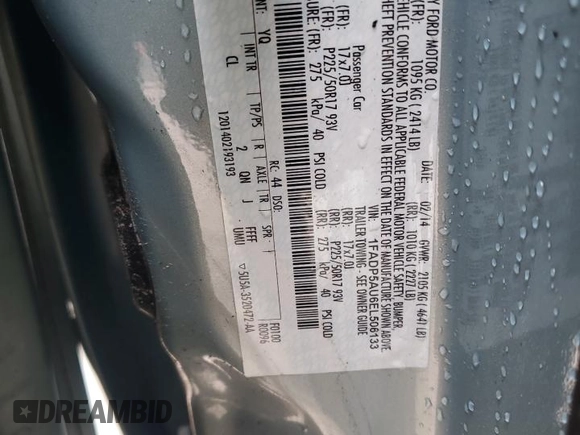 2014 Ford C-Max SE with VIN 1FADP5AU6EL506133, listed as a Copart auction lot 53621595 with 129,874 mi miles and Salvage Title. Bid and sale history available at carsss.com. Image 14.