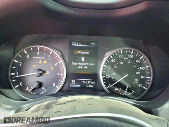 2018 Infiniti Q50 2.0t LUXE with VIN JN1CV7AP3JM240319, listed as a Copart auction lot 52751455 with 74,837 mi miles and Clean Title. Bid and sale history available at carsss.com. Image 9.