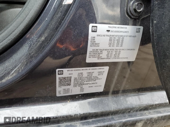 2023 Chevrolet Silverado 1500 LT z VIN 2GCUDDED5P1130573, wystawiony jako Copart lot #43181035 z przebiegiem 21 424 mil mil oraz Szkoda całkowita • Salvage title. Historia ofert i sprzedaży dostępna na DreamBid. Obrazek 12.