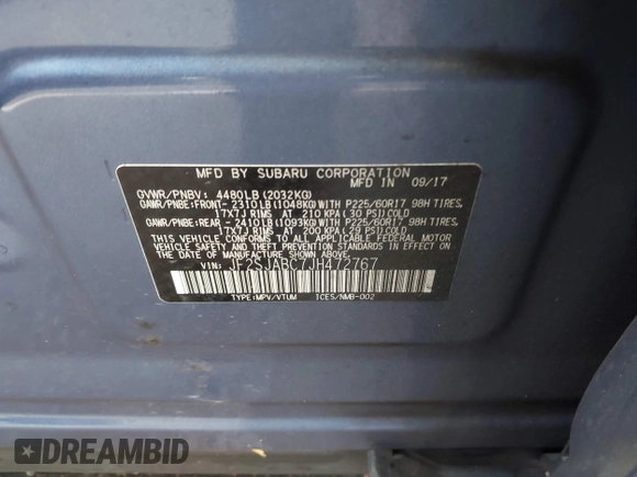 2018 Subaru Forester z VIN JF2SJABC7JH472767, wystawiony jako IAAI lot #40918955 z przebiegiem 72 592 mil mil oraz . Historia ofert i sprzedaży dostępna na DreamBid. Obrazek 9.