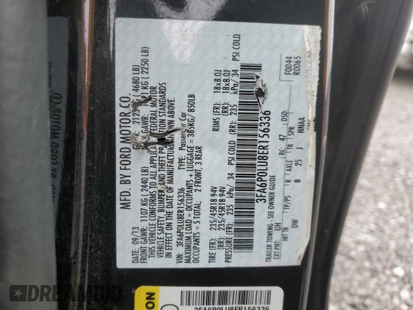2014 Ford Fusion SE Hybrid with VIN 3FA6P0LU8ER156336, listed as a Copart auction lot 51974765 with 180,814 mi miles and Clean Title. Bid and sale history available at DreamBid. Image 12.