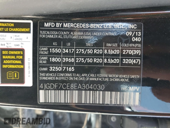 2014 Mercedes-Benz GL-Class GL 450 with VIN 4JGDF7CE8EA304030, listed as a Copart auction lot 52979955 with 111,437 mi miles and Clean Title. Bid and sale history available at carsss.com. Image 13.